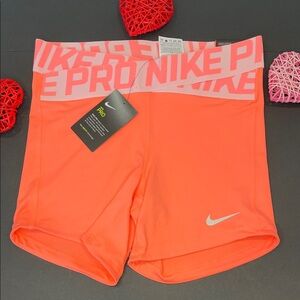 NWT Nike  Pro Women's Bright Orange Training Shorts Size Medium